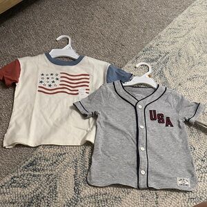 Carter's USA Themed Kids Shirt Set - Cream and Gray